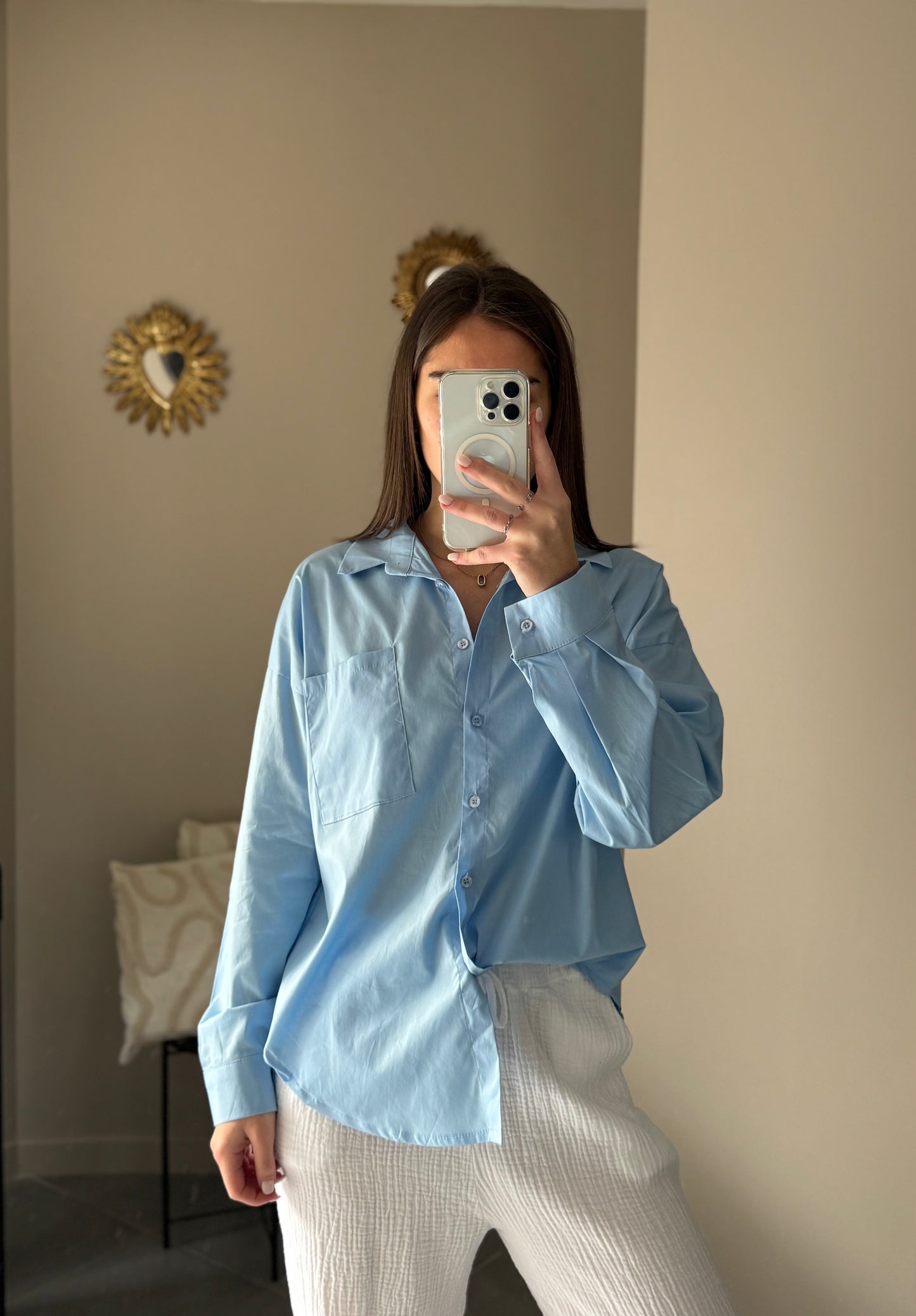 Chemise unie - Bleu ciel