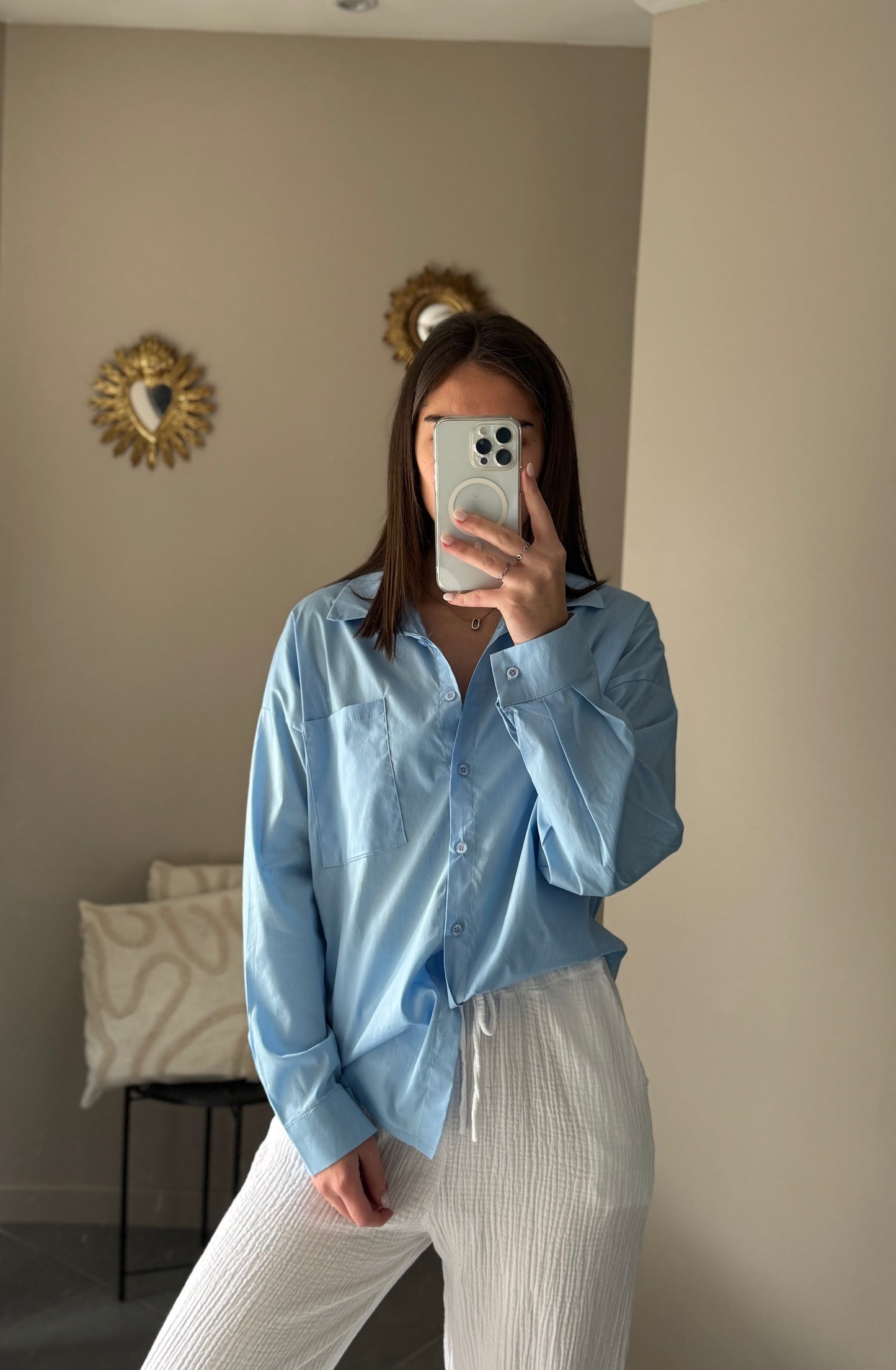 Chemise unie - Bleu ciel