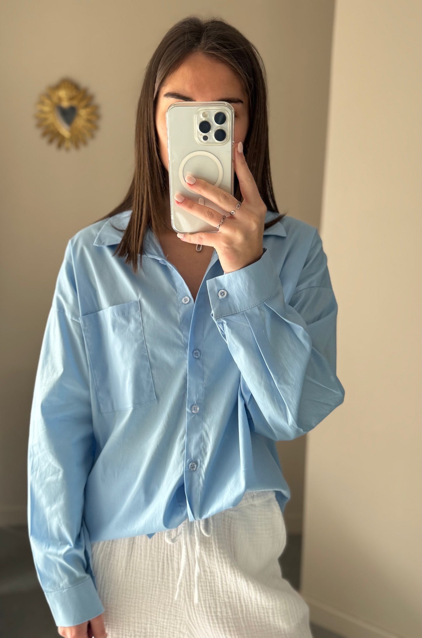 Chemise unie - Bleu ciel