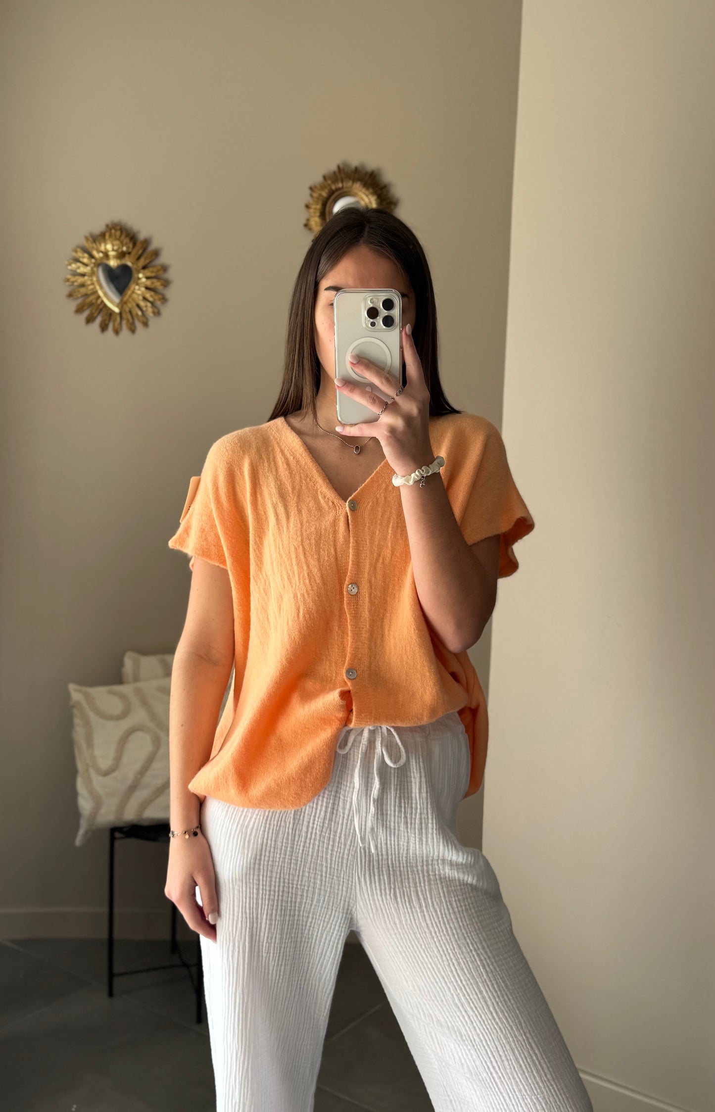 Haut boutonné - Orange