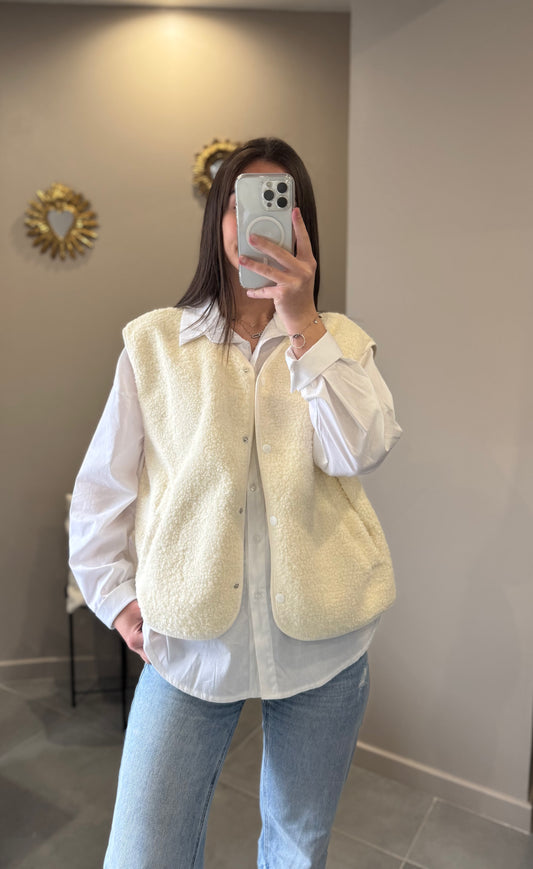 Gilet sans manches effet moumoute