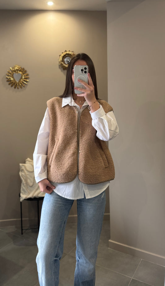 Gilet sans manches effet moumoute