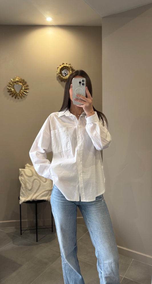 Chemise unie oversize - blanche