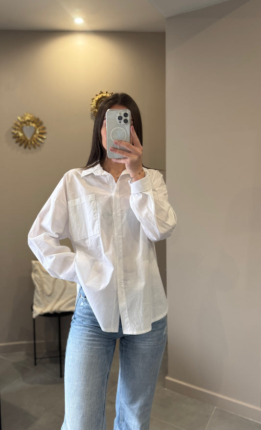 Chemise unie oversize - blanche